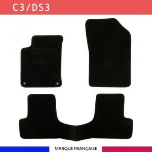 Tapis de voiture - Sur Mesure pour C3 / DS3 (2009 - 2019) - 3 pi&egrave;ces - Tapis de sol antid&eacute;rapant pour automobile