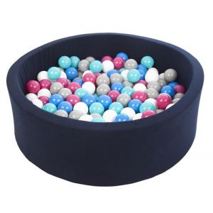 Piscine à balles Aire de jeu + 200 balles bleu marine blanc,bleu,rose,gris,turquoise