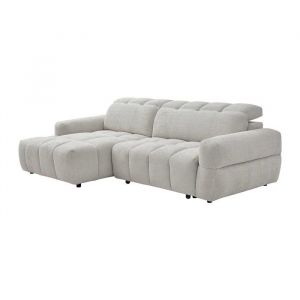 Canap&eacute; d'angle gauche relax avec assise coulissante &eacute;lectrique en tissu beige CARIALA
