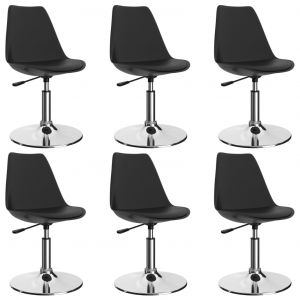 Image de VidaXL Chaises pivotantes de salle à manger 6 pcs Noir Similicuir