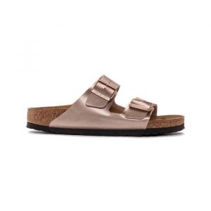 Birkenstock Sandales pour femme - Dor&eacute; et Gris - Tige Birko-Flor