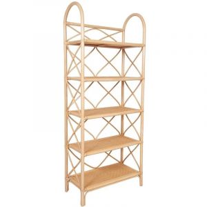 Etag&egrave;re avec 5 tablettes en rotin et bambou - Naturel - ZARYNO