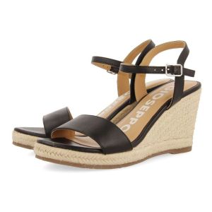 Gioseppo SANDALES EN CUIR NOIR AVEC TALON COMPENSÉ EN JUTE POUR FEMME ZHEPE