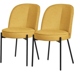 ML-Design Lot de 2 Chaises de Salle &agrave; Manger, Moutarde en Polyester avec Pieds M&eacute;talliques, Dossier Confortable Arrondi, Assise Rembourr&eacute;e, Si&egrave;ges