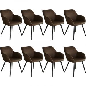 Image de TecTake 8 Chaises Marilyn tissu - brun foncé-noir