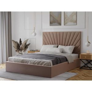 Image de Lit coffre 140 x 190 cm RILIODA Velours Beige