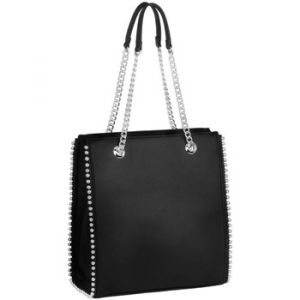 Sac a main Crazychic Shopper &agrave; Clous Billes - Sac &agrave; Main Epaule Cha&icirc;nes - Couleur Unique - Taille Noir
