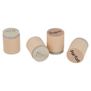 Artémio Set de tampons bois - Appréciations - 20 x 25 mm - 4 pcs