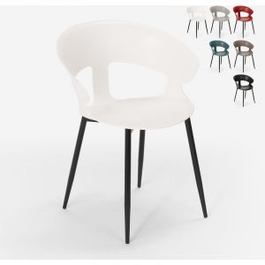 Ahd Amazing Home Design Chaise design moderne en métal polypropylène pour cuisine bar restaurant Evelyn, Couleur: Blanc