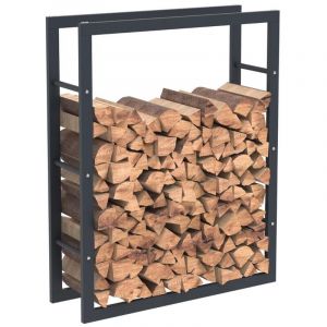 Image de BC-Elec HHWPF0021 Rangement à bois en acier noir 100*80*25CM, rack pour bois de chauffage, range-bûches - Noir