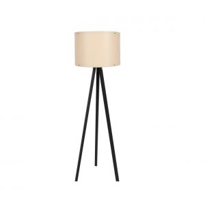 Image de Cotecosy Lampadaire trépied Luca 145cm Tissu Blanc Blanc créme et Bois Noir - Crème