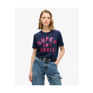 Superdry T-shirt d&eacute;contract&eacute; avec logo paillet&eacute; femme