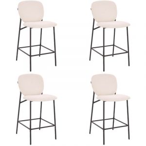 Home Deluxe - Tabouret de bar Boucl&eacute; celda Couleur : Blanc, Quantit&eacute; : 4