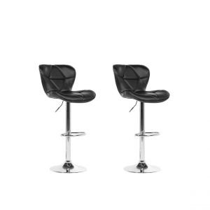 Beliani Lot de 2 chaises de bar en simili-cuir noir VALETTA - noir