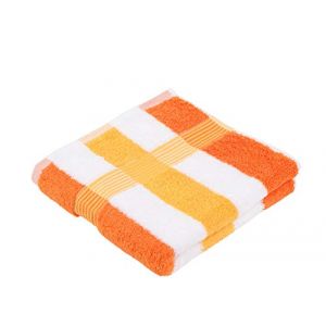 Image de Gözze Lot de 2 serviettes de toilette à rayures oranges, blanches et jaunes, 50x100 cm, 100% coton, excellente qualité 550 g/m...