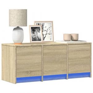 VidaXL Meuble TV avec LED ch&ecirc;ne sonoma 97x34x40 cm bois d'ing&eacute;nierie, support TV, meuble t&eacute;l&eacute;, meuble multim&eacute;dia, banc TV, 852238