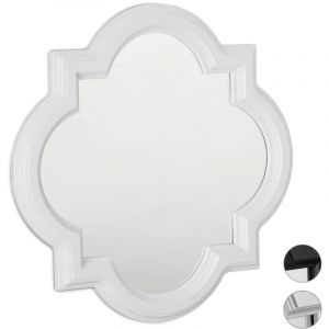 Image de Relaxdays Miroir mural nostalgie, Miroir à accrocher vintage, Plastique, cadre, H x B: 39,5 x 39,5cm, blanc