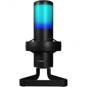 Newskill Apholos - Microphone de Gaming Professionnel RGB avec Changement de Couleur, Mode Eco et 4 Motifs de polarité - Couleur Noire