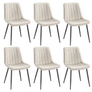 Songmics Chaise Salle &agrave; Manger - Lot de 6 - Pieds M&eacute;tal - Dossier Ergonomique - Beige Cappuccino et Noir