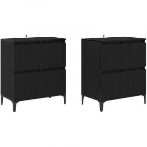 VidaXL Buffets 2 Pcs Chêne Noir 60 X 35 X 70 Cm Bois D'ingénierie