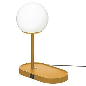Atmosphera Lampe Boule en métal Moutarde avec cable USB H 33 cm