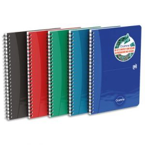 Oxford Cahier polypropylène spirale OCEANIS 14,8x21cm A5 180 pages 5x5. Coloris assortis
