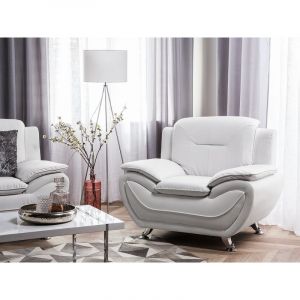 Beliani Fauteuil en simili-cuir blanc LEIRA