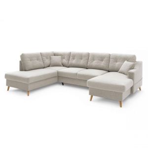 Bobochic Canap&eacute; panoramique convertible coffre SWEDEN Beige Angle droit