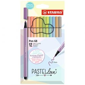 Image de Stabilo Feutre Pen 68 PASTELlove, étui carton de 12 - Lot de 2