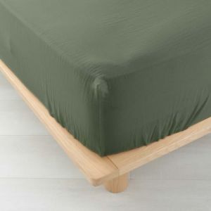 Drap Housse (140 x 190 cm) Angelia Kaki, Gaze de Coton