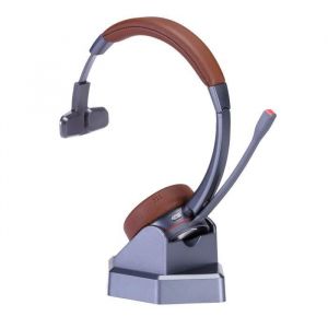 Cleyver - Casque sans Fil, Double Connexion, Dongle USB, Microphone Antibruit, Portée 30m, Version Mono, Marron, Gris - ODNW30UCB