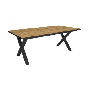 Table à manger effet bois de chêne et noir 194x90x74cm