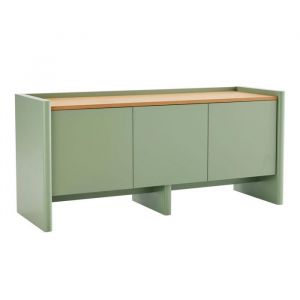 Oviala Meuble TV uni rétro rectangulaire L120 cm vert