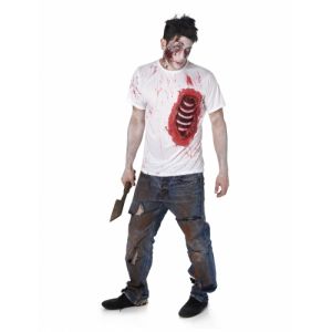 Image de Déguisement zombie avec côtes en latex homme halloween