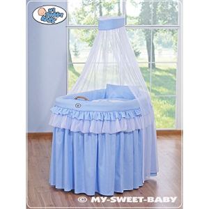 SWB Berceau en osier complet avec textile et canopy (100 x 70 cm)