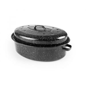 Image de Ibili Cocotte ovale noire, 42 x 32 x 15 cm, Acier émaillé