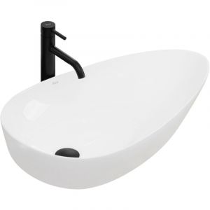 Image de R&eacute;a Vasque &agrave; poser Greta 75 Lavabo Salle de Bain 770 x 425 x 125 mm en C&eacute;ramique (Blanc)