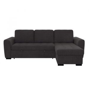 Canapé d'angle 5 places en velours gris foncé