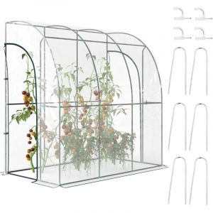 Outsunny Serre de Jardin adossée - 2 portes zippées enroulables - bâche renforcée PVC, châssis en acier - transparent