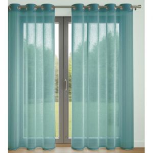 Lot de 2 Voilages 140 x 240 cm Bleu Canard