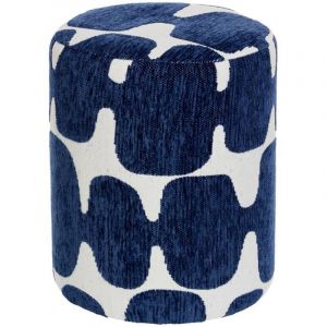 Atmosphera Pouf Rond Delor Bleu est Blanc 30x36 cm cr&eacute;ateur d'int&eacute;rieur