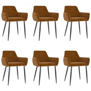 Image de VidaXL Chaises de salle ? manger 6 pcs Marron Velours