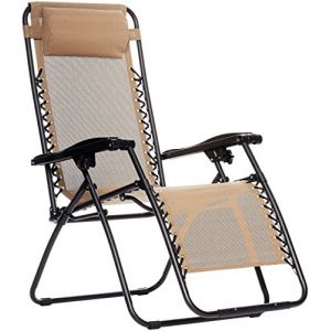 Image de Amazon Basics Chaise de camping pliable zéro gravité Beige