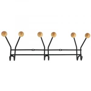 Tendance Patère Porte-serviettes 9 Crochets en métal Noir et Bois