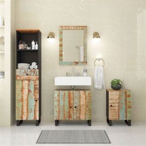 VidaXL Ensemble de meubles de salle de bain 4 pcs bois massif r&eacute;cup&eacute;r&eacute;