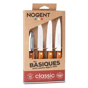 Nogent 3 etoiles Coffret de 3 couteaux et un éplucheur cerisier des bois 00096v