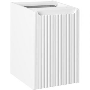Meublorama - Meuble de rangement de salle de bain vano – 1 porte avec panier à linge – Blanc alpin – L40 × P39 × H57 cm – à suspendre