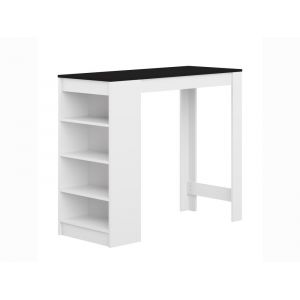 Symbiosis Table de bar en bois blanc et noir avec 4 étagères ARAVIS