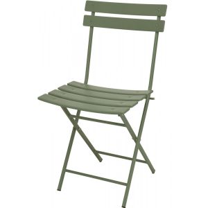 Wadiga Chaise jardin pliable métal vert bistrot - 48x42x80cm