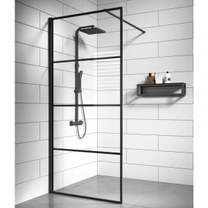 Badplaats - Paroi de Douche Essos - 70 x 200 cm - Noir - 8 mm - Verre de sécurité - Noir